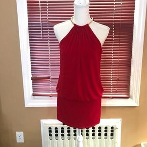 Laundry RED Jersey Blouson Ring Neck Dress Size 6